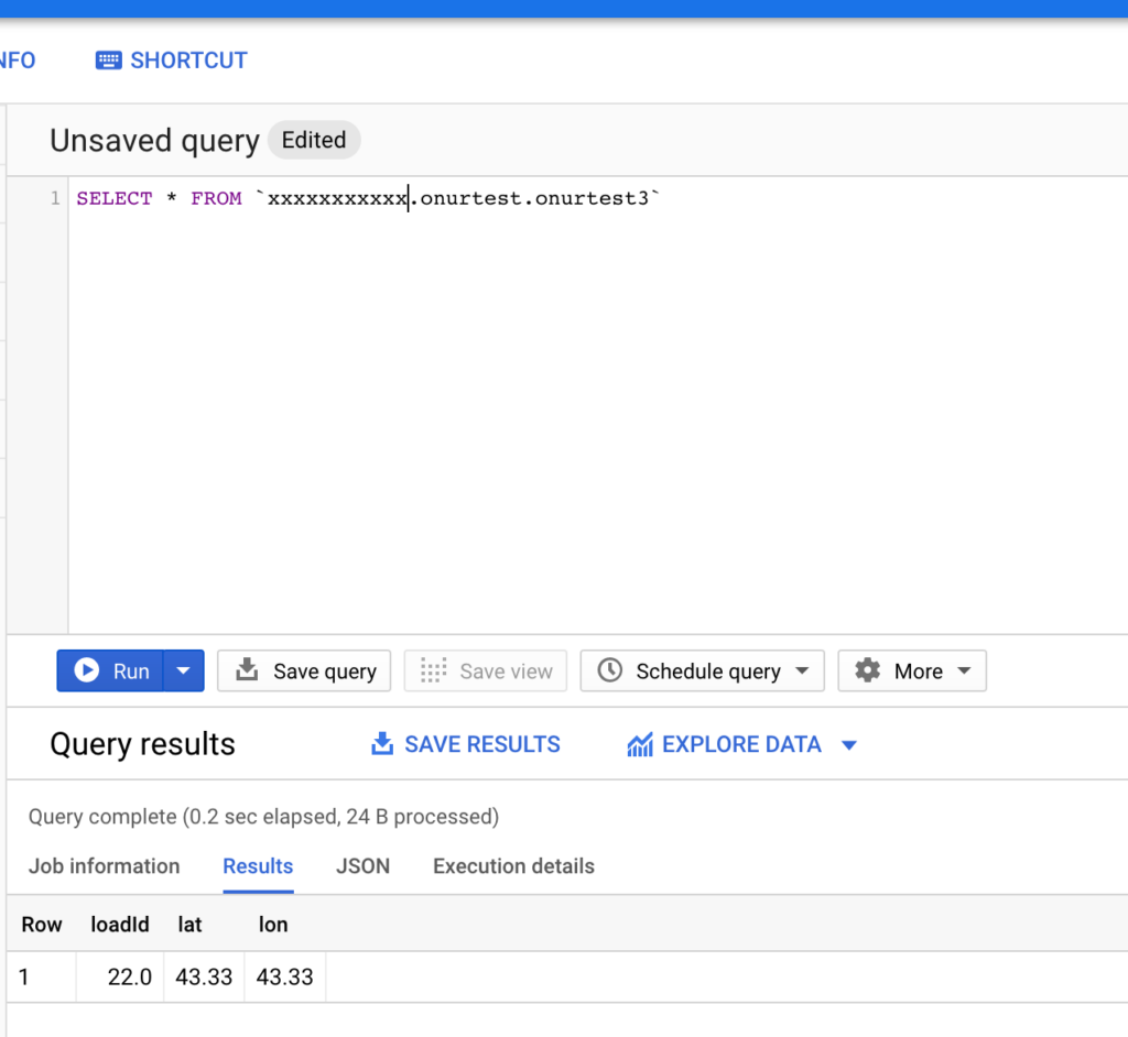 Record are sent to BigQuery Table in realtime